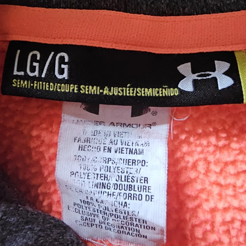 Under Armour Semi Fitted Large Logo Orange Pullover Sweatshirt Womens Size Large - Picture 6 of 14